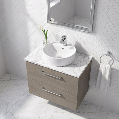 Fairford Aspri Solace Oak 600mm 2 Drawer Wall Hung Vanity Unit with Worktop