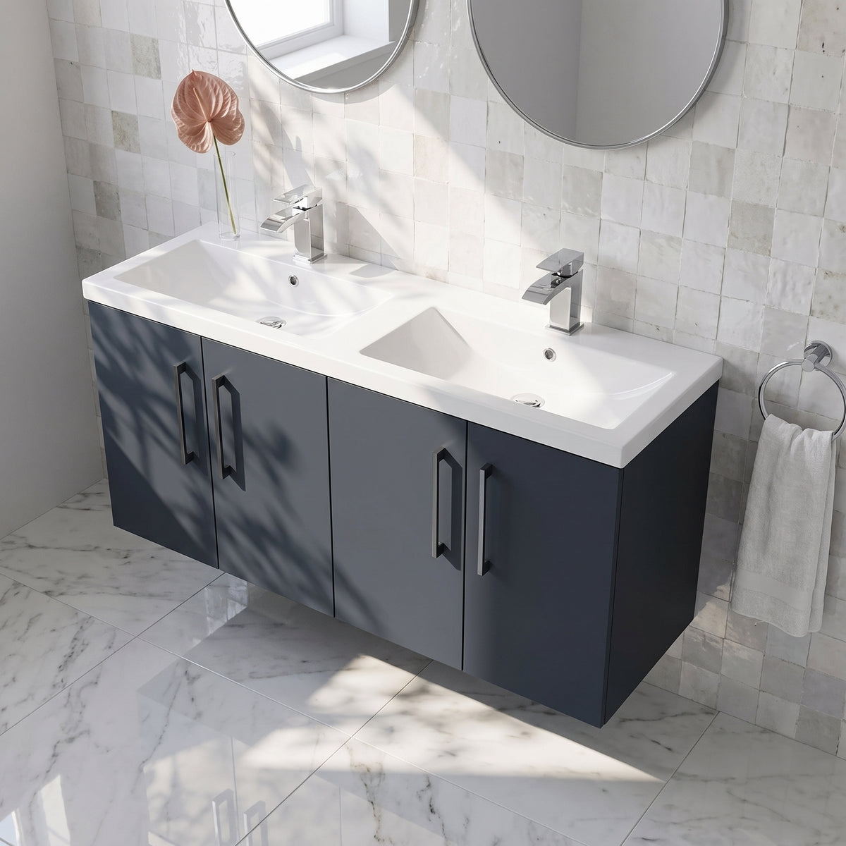 Fairford Aspri Soft Black 1200mm 4 Door Wall Hung Vanity Unit