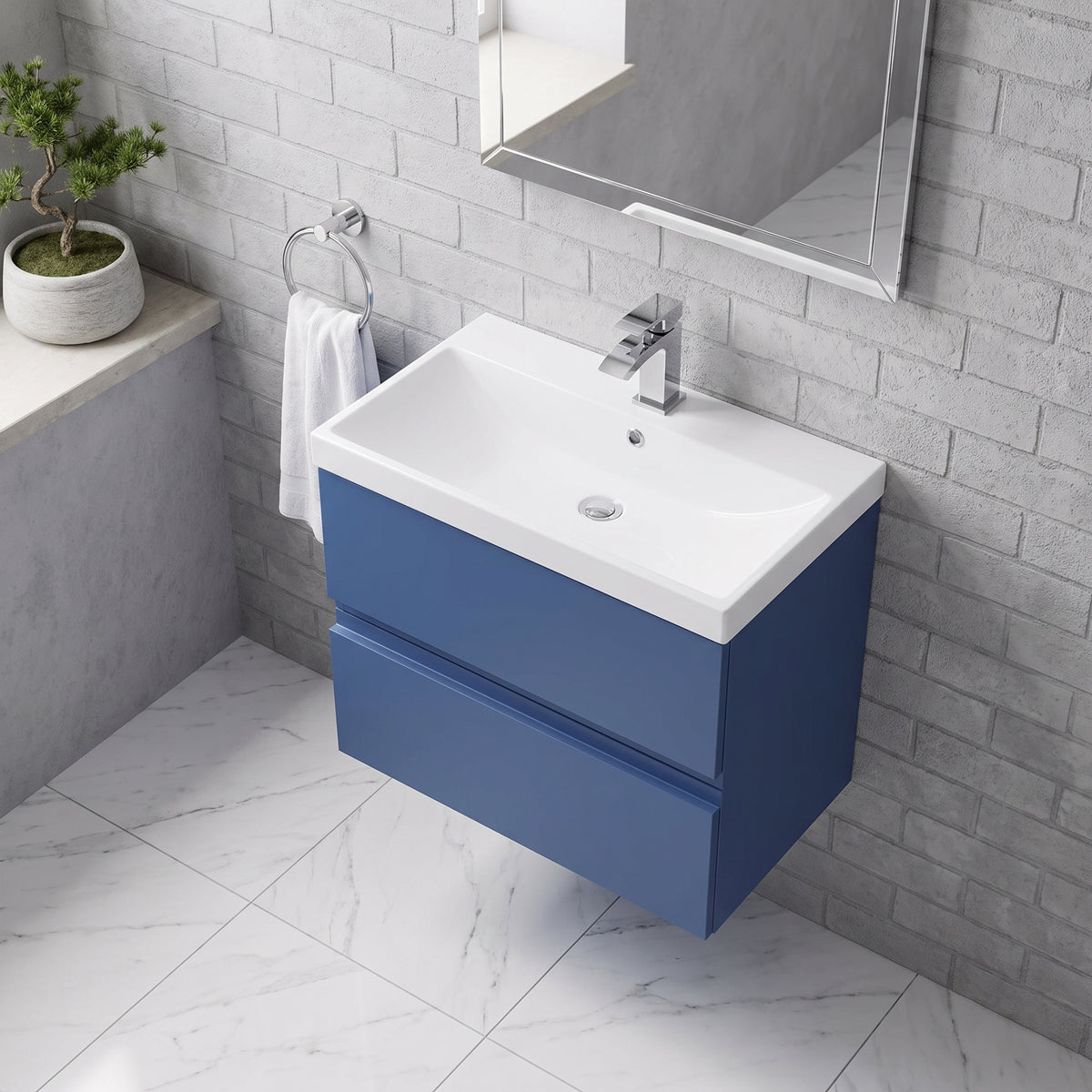 Fairford Finesse 800mm Satin Blue Wall Hung Vanity Unit