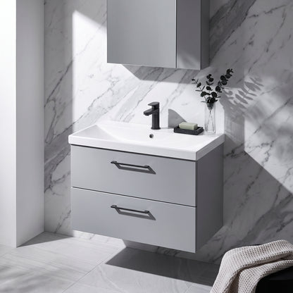 Fairford Aspri Satin Grey 800mm 2 Drawer Wall Hung Vanity Unit