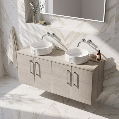 Fairford Aspri Solace Oak 1200mm 4 Door Wall Hung Vanity Unit with Worktop