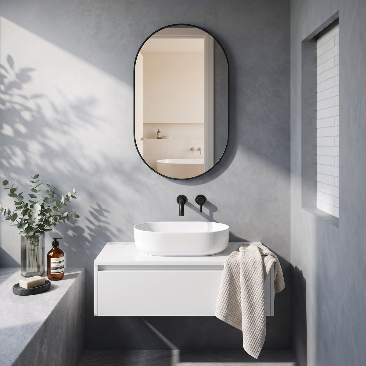 Fairford Velaro Matt Black 500 x 800mm Mirror