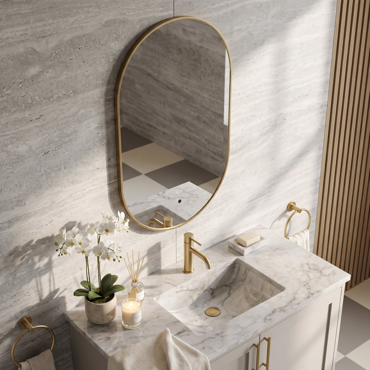 Fairford Velaro Brushed Brass 500 x 800mm Mirror