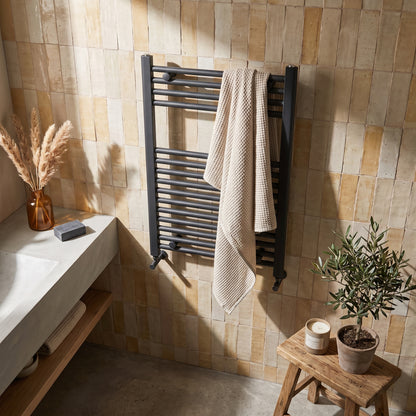 Fairford 600 x 800mm Straight Matt Black Towel Rail