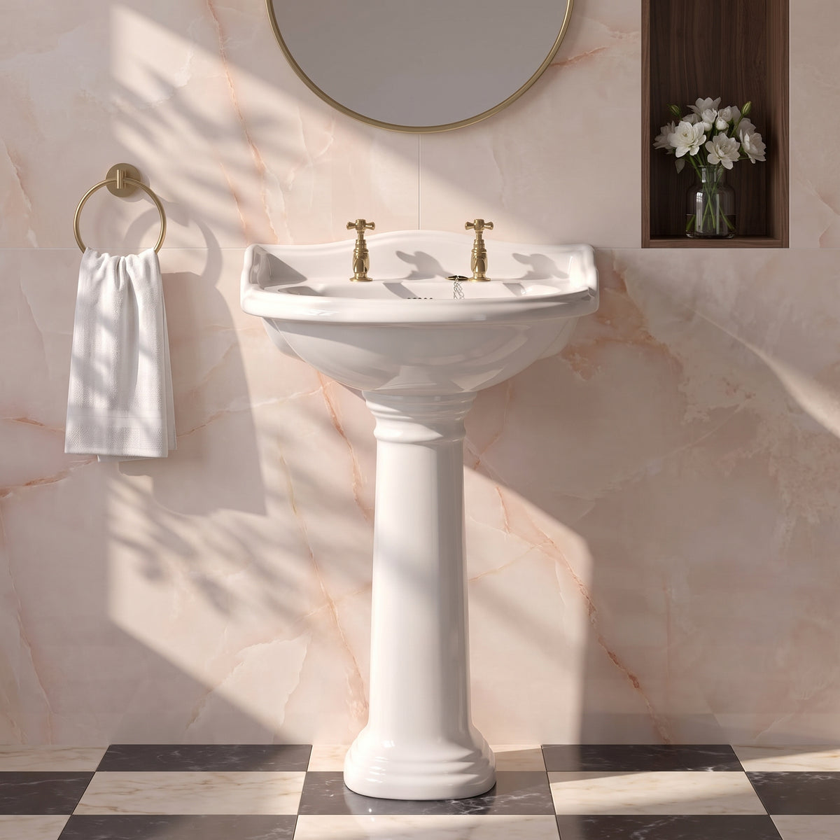 Fairford Winchester Pro 500mm 2 Tap Hole Basin and Pedestal