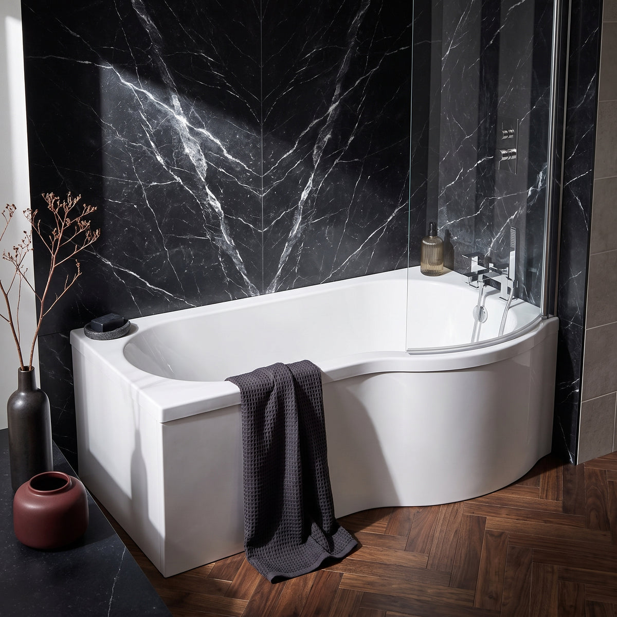 Fairford 1500 x 850mm Right Hand P Shaped Shower Bath