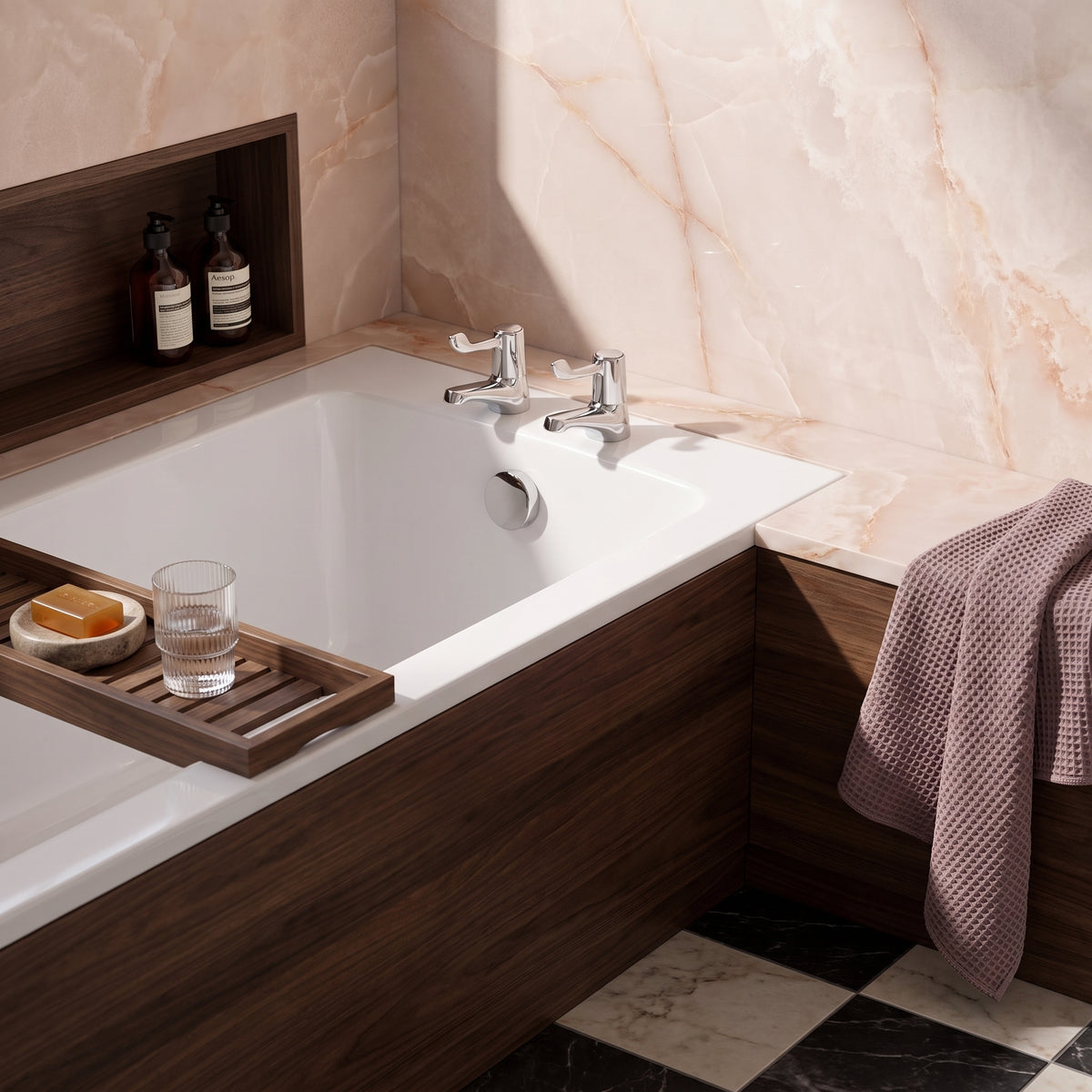 Fairford Quarter Turn Lever Taps Bath Pillar Taps