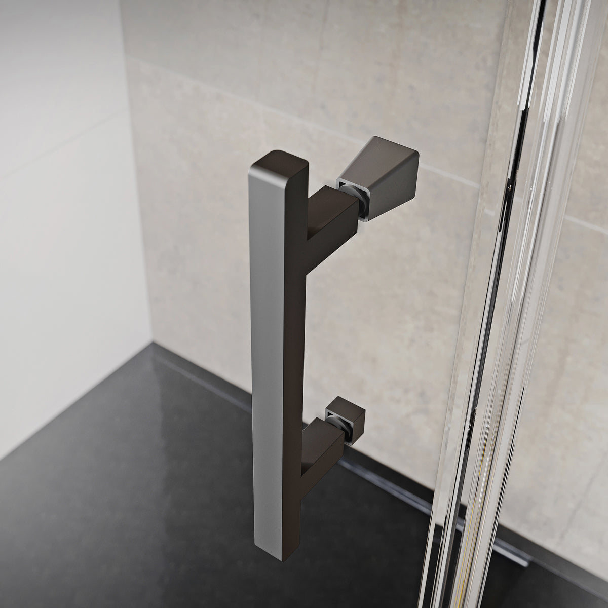 Fairford Pro 8 Black 900 x 800mm Frameless 8mm Rectangular Pivot Door Enclosure with Side Panel