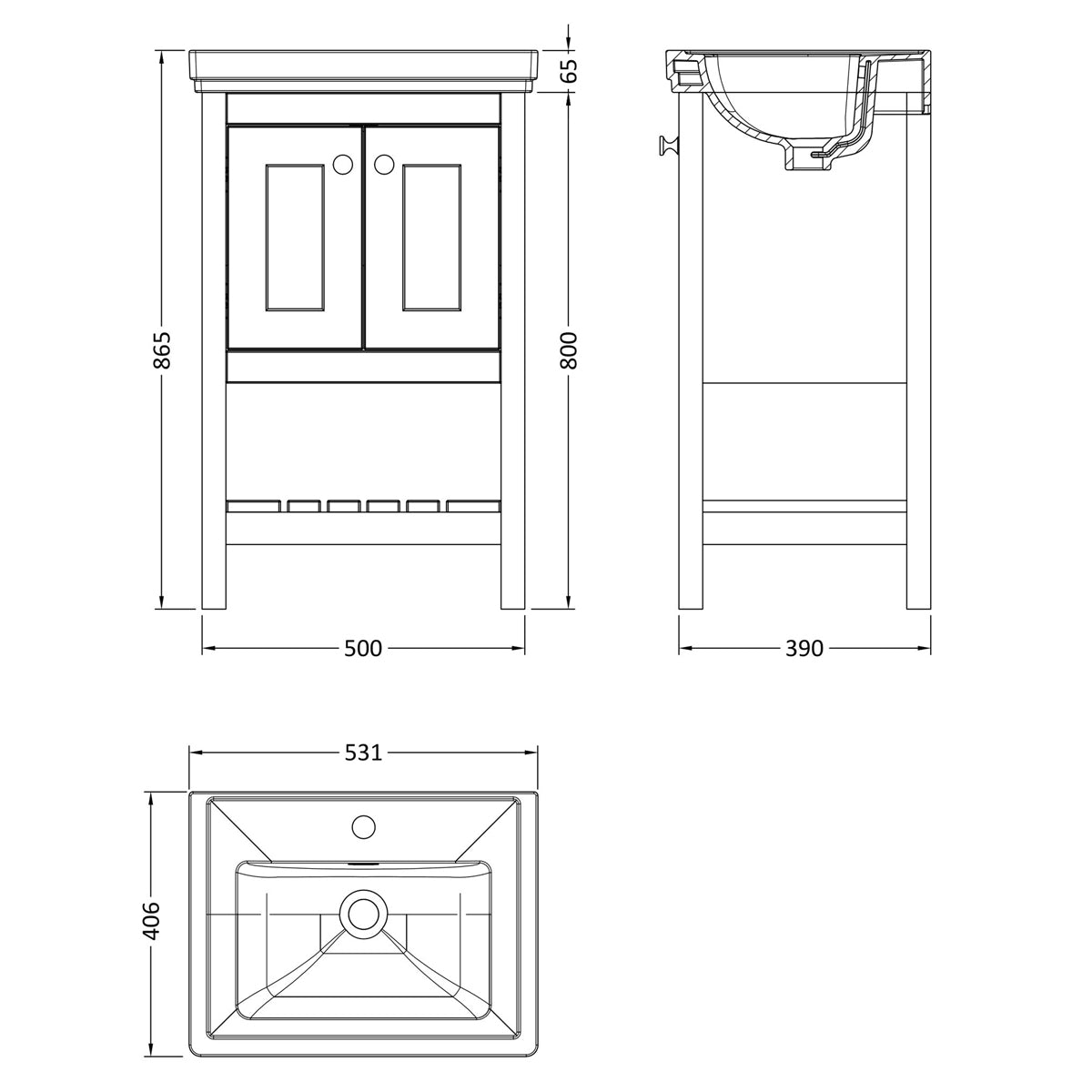 Fairford Juliette 500mm Fern Green 1 Tap Hole Floorstanding Vanity Unit
