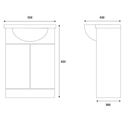 Fairford Opto 550mm Gloss White Vanity Unit