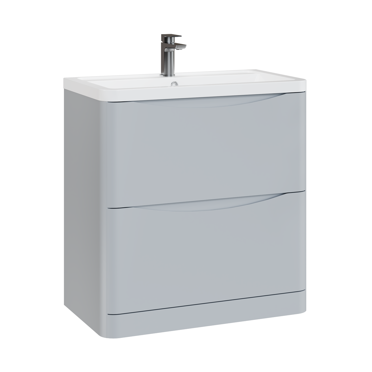 Fairford Eclipse 800mm 2 Drawer Satin Grey Floor Standing Vanity Unit
