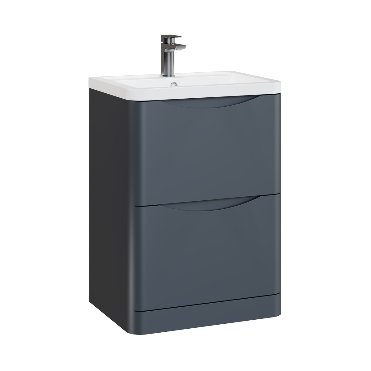 Fairford Eclipse 600mm 2 Drawer Satin Anthracite Floor Standing Vanity Unit