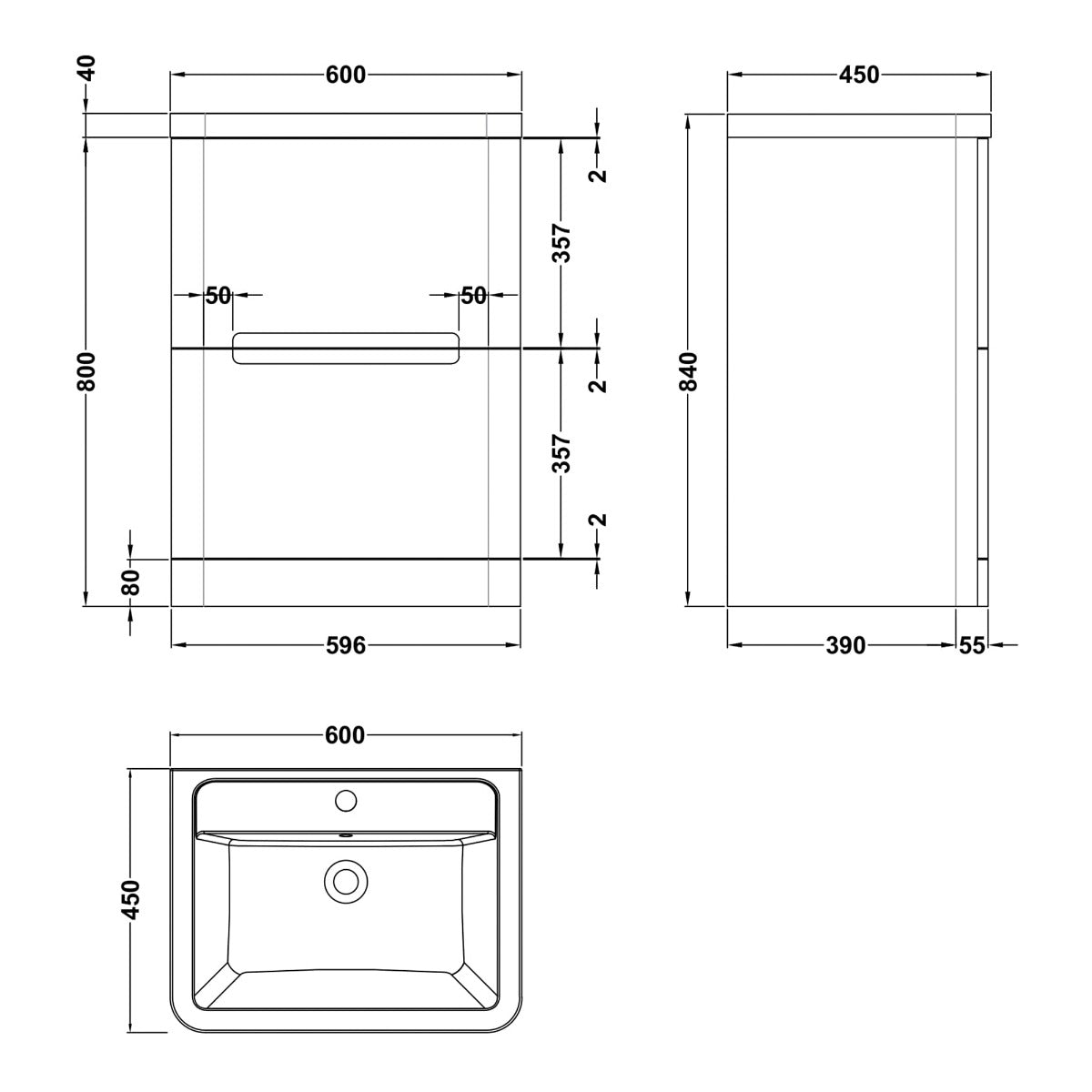 Fairford Rox 600mm Satin White Floorstanding Vanity Unit