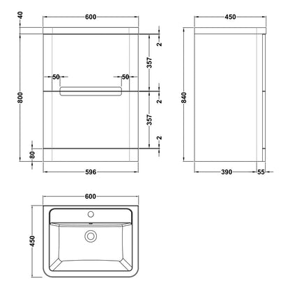 Fairford Rox 600mm Satin Grey Floorstanding Vanity Unit