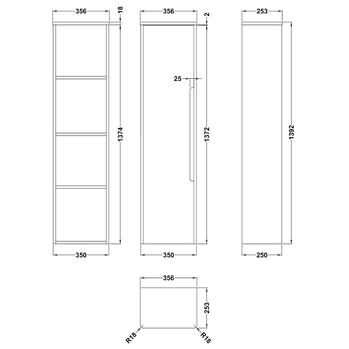 Fairford Rox 350mm Satin Grey Tall Cupboard