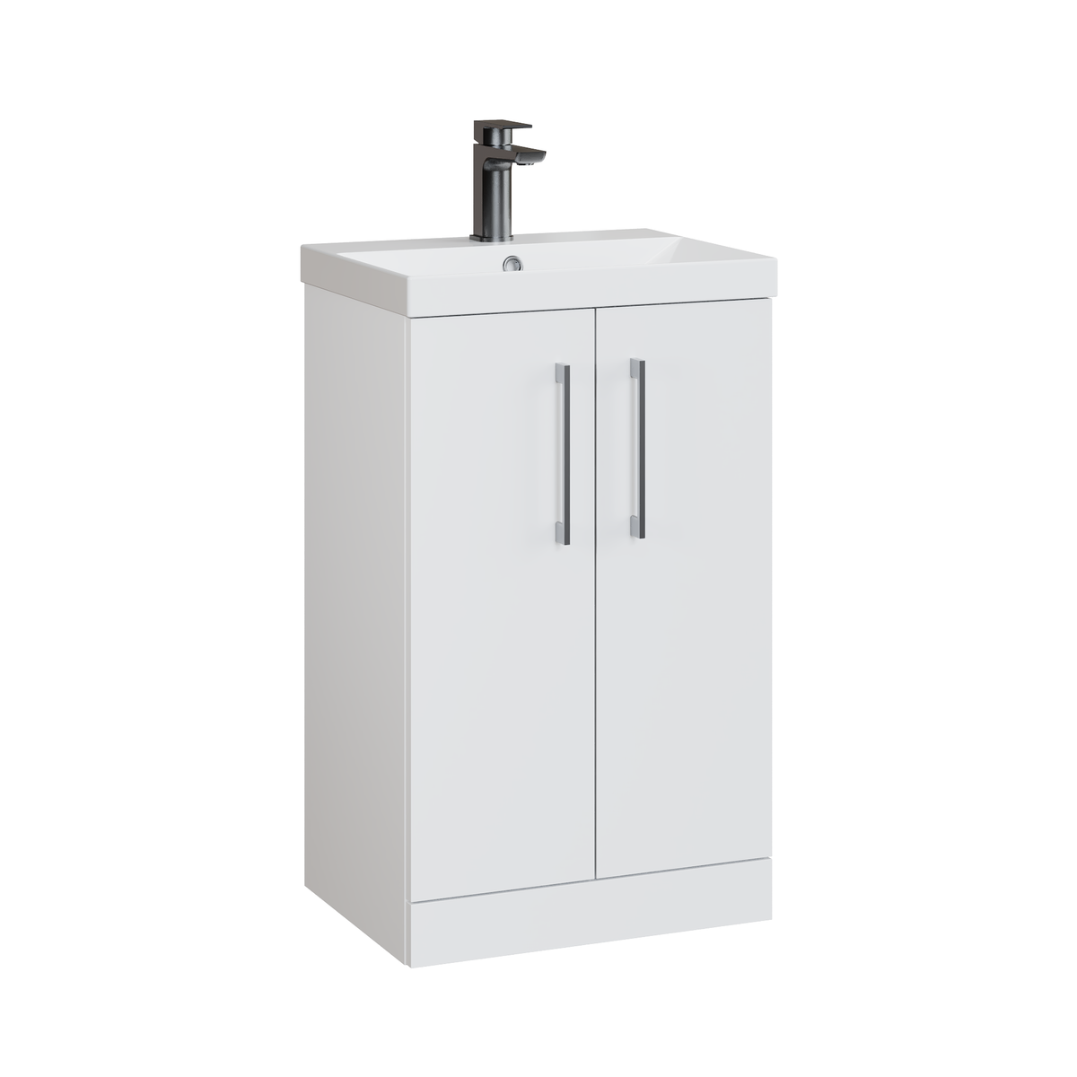 Fairford Aspri 500mm Gloss White 2 Door Floor Standing Vanity Unit
