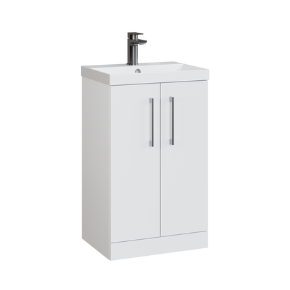 Fairford Aspri 500mm Gloss White 2 Door Floor Standing Vanity Unit