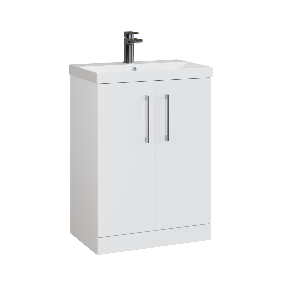 Fairford Aspri 600mm Gloss White 2 Door Floor Standing Vanity Unit