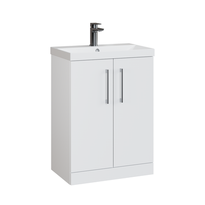 Fairford Aspri 600mm Gloss White 2 Door Floor Standing Vanity Unit