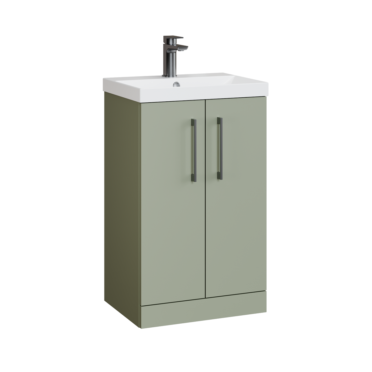 Fairford Aspri 500mm Satin Green 2 Door Floor Standing Vanity Unit