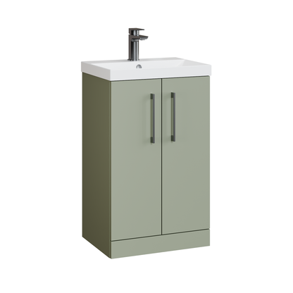 Fairford Aspri 500mm Satin Green 2 Door Floor Standing Vanity Unit
