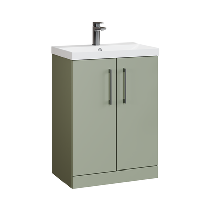 Fairford Aspri 600mm Satin Green 2 Door Floor Standing Vanity Unit