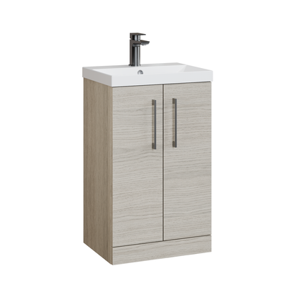 Fairford Aspri 500mm Solace Oak 2 Door Floor Standing Vanity Unit