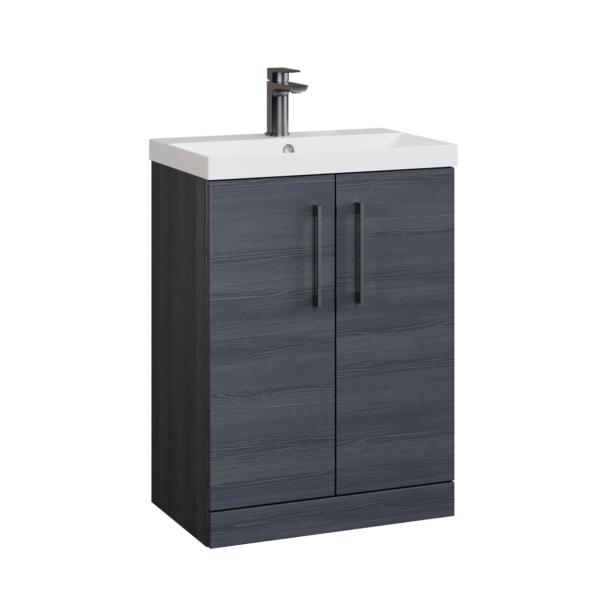Fairford Aspri 600mm Charcoal Black 2 Door Floor Standing Vanity Unit