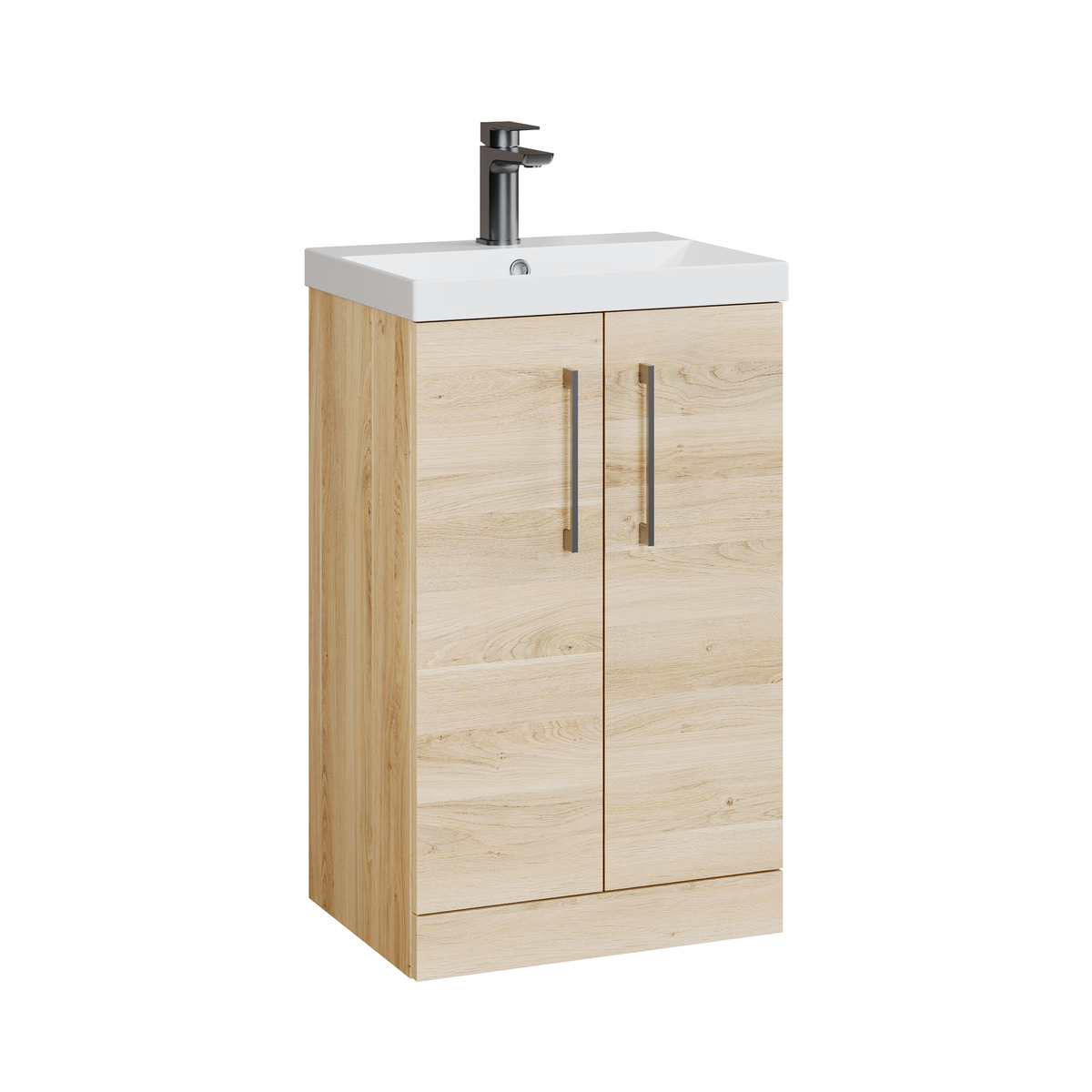 Fairford Aspri Bleached Oak 500mm 2 Door Floorstanding Vanity Unit