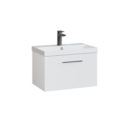 Fairford Aspri 600mm Gloss White Wall Hung Vanity Unit, Thin Rimmed 40mm Basin