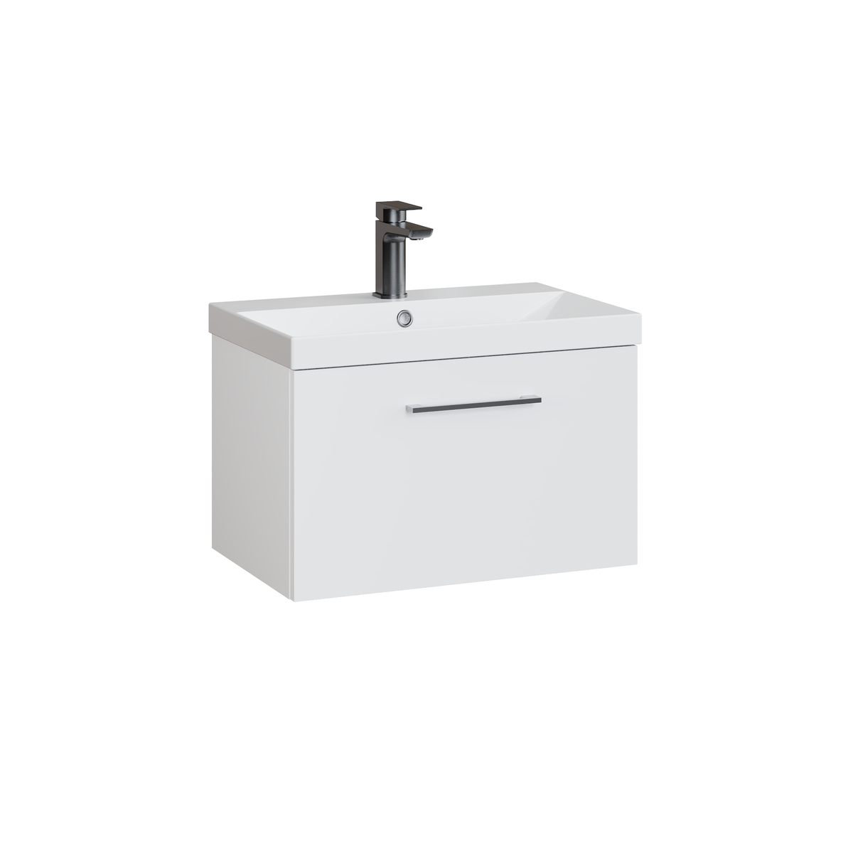 Fairford Aspri 600mm Gloss White Wall Hung Vanity Unit, 40mm Basin