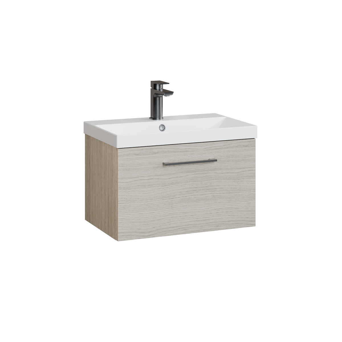 Fairford Aspri 600mm Solace Oak Wall Hung Vanity Unit, 40mm Basin