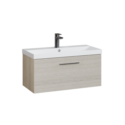 Fairford Aspri 800mm Solace Oak 1-Drawer Wall Hung Vanity Unit