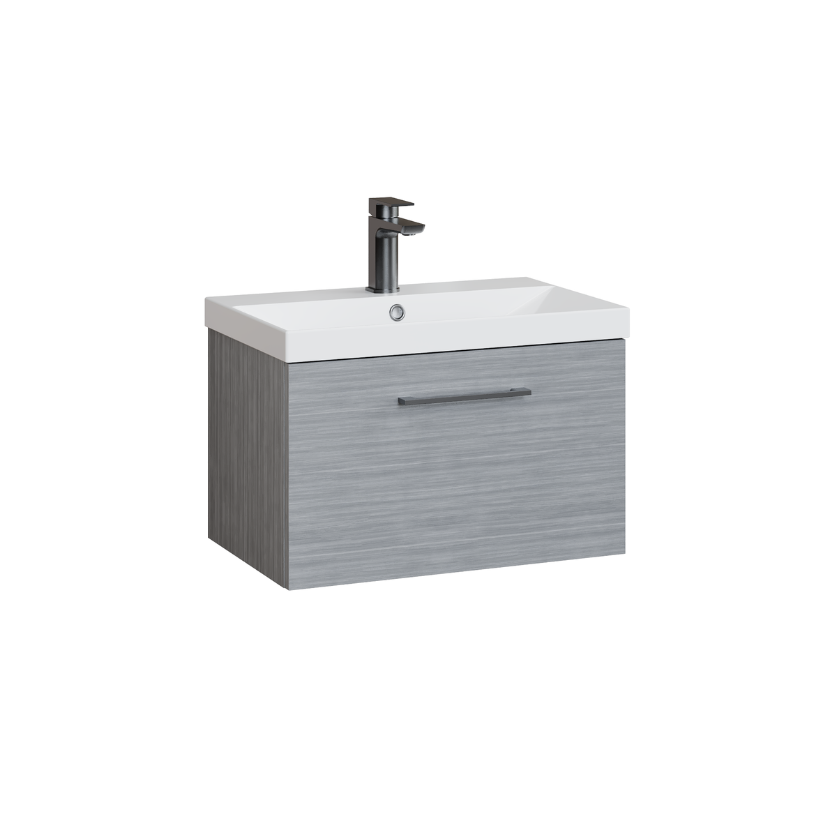 Fairford Aspri 600mm Anthracite Wall Hung Vanity Unit, 40mm Basin