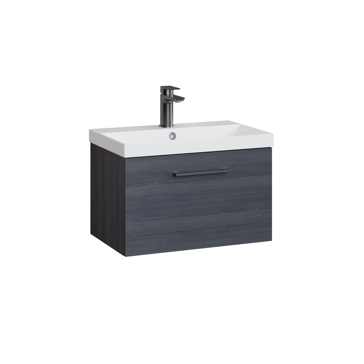 Fairford Aspri 600mm Charcoal Black Wall Hung Vanity Unit, 40mm Basin