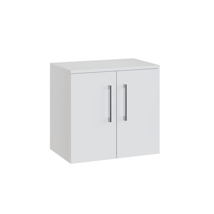 Fairford Aspri Gloss White 600mm 2 Door Wall Hung Vanity Unit with Worktop