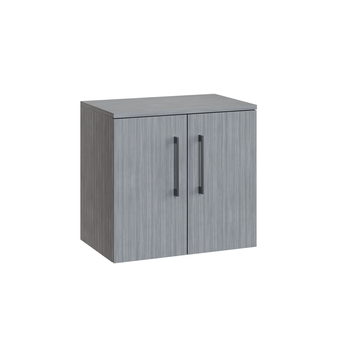 Fairford Aspri Grey Woodgrain 600mm 2 Door Wall Hung Vanity Unit with Worktop