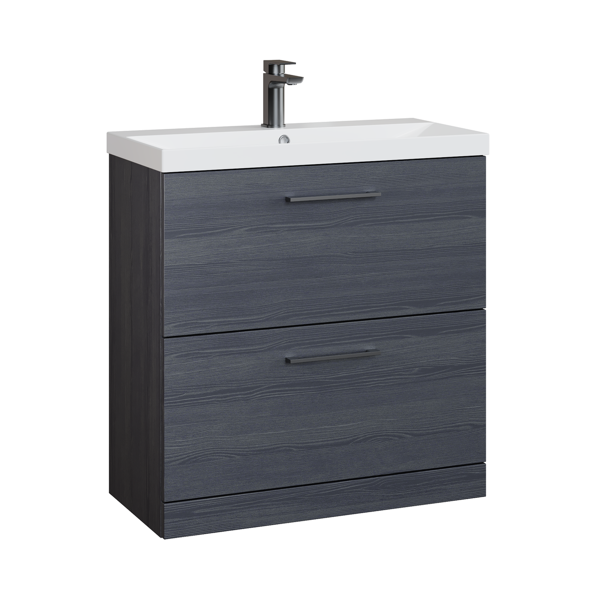 Fairford Aspri 800mm Charcoal Black 2-Drawer Floorstanding Vanity Unit