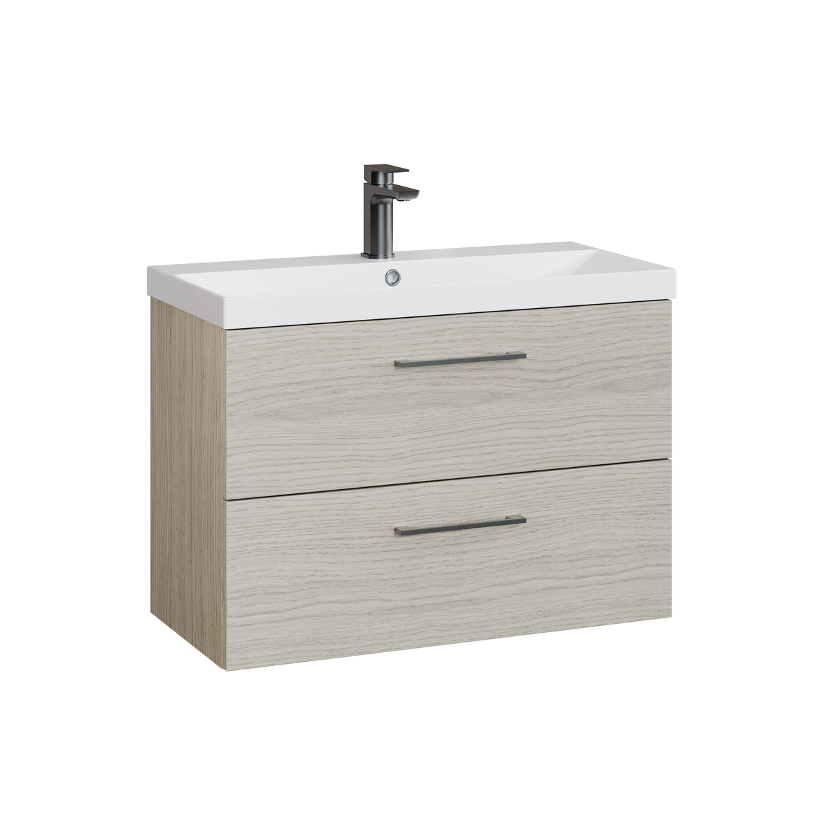 Fairford Aspri 800mm Solace Oak 2-Drawer Wall Hung Vanity Unit