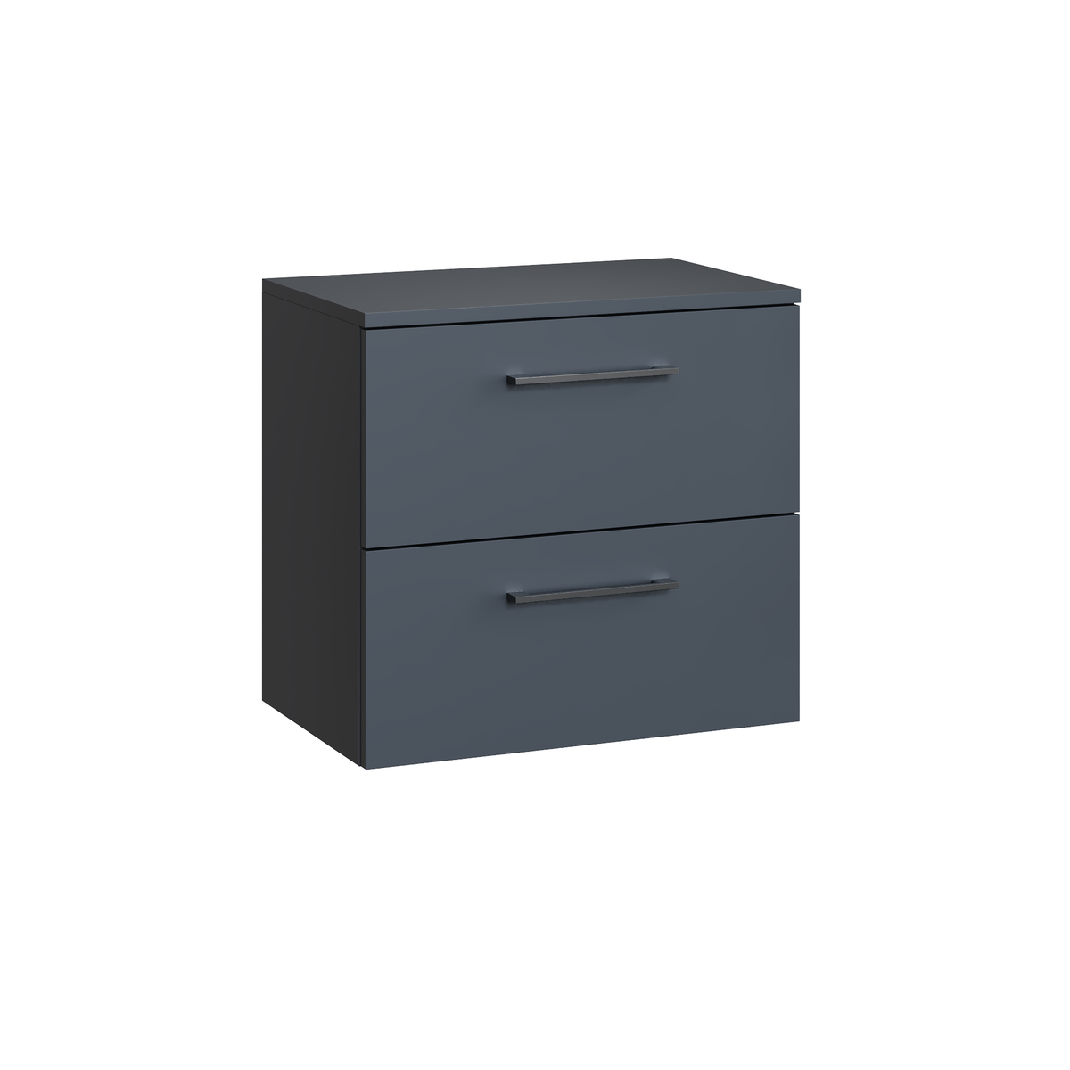 Fairford Aspri Soft Black 600mm 2 Drawer Wall Hung Vanity Unit with Worktop