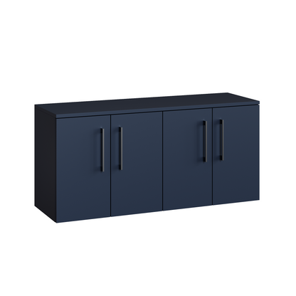 Fairford Aspri Midnight Blue 1200mm 4 Door Wall Hung Vanity Unit with Worktop