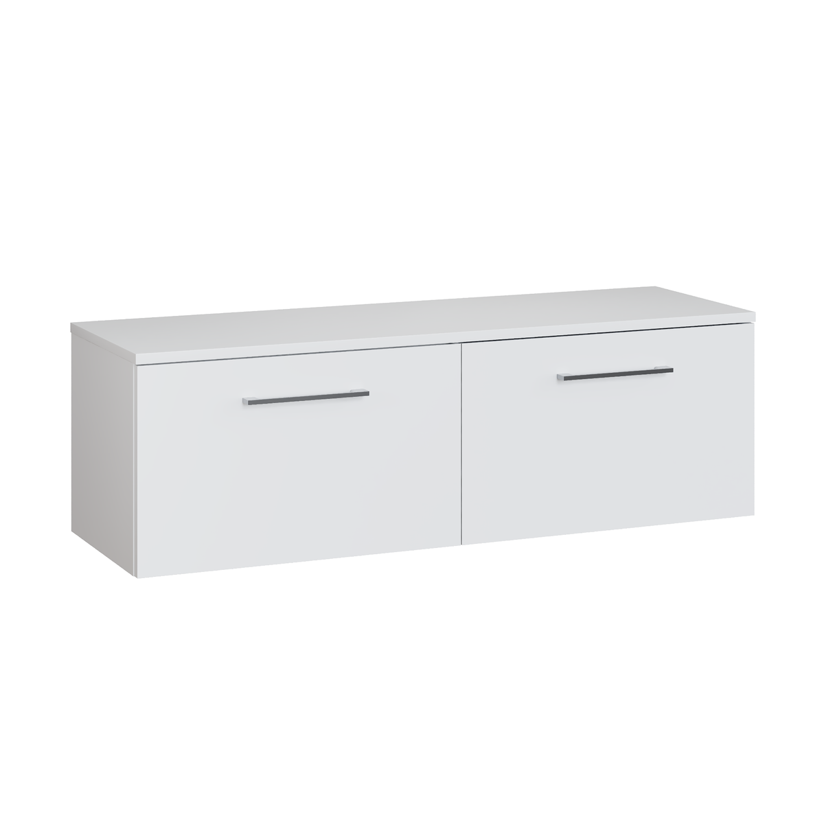 Fairford Aspri Gloss White 1200mm 2 Drawer Wall Hung Vanity Unit with Worktop