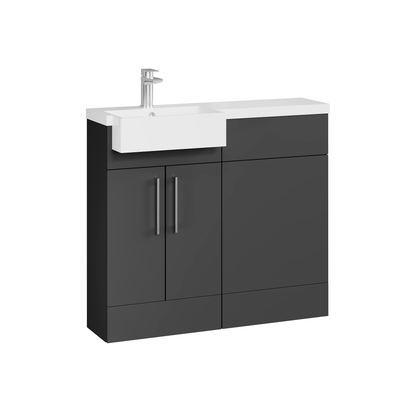 Fairford Union Gloss Grey 1000mm Square Semi Recessed Basin Left Hand Combination Pack