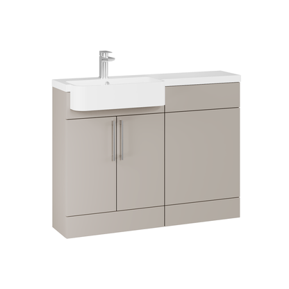 Fairford Union Style Slab Matt Stone Grey 1100mm Round Semi Recessed Basin Left Hand Combination Pack