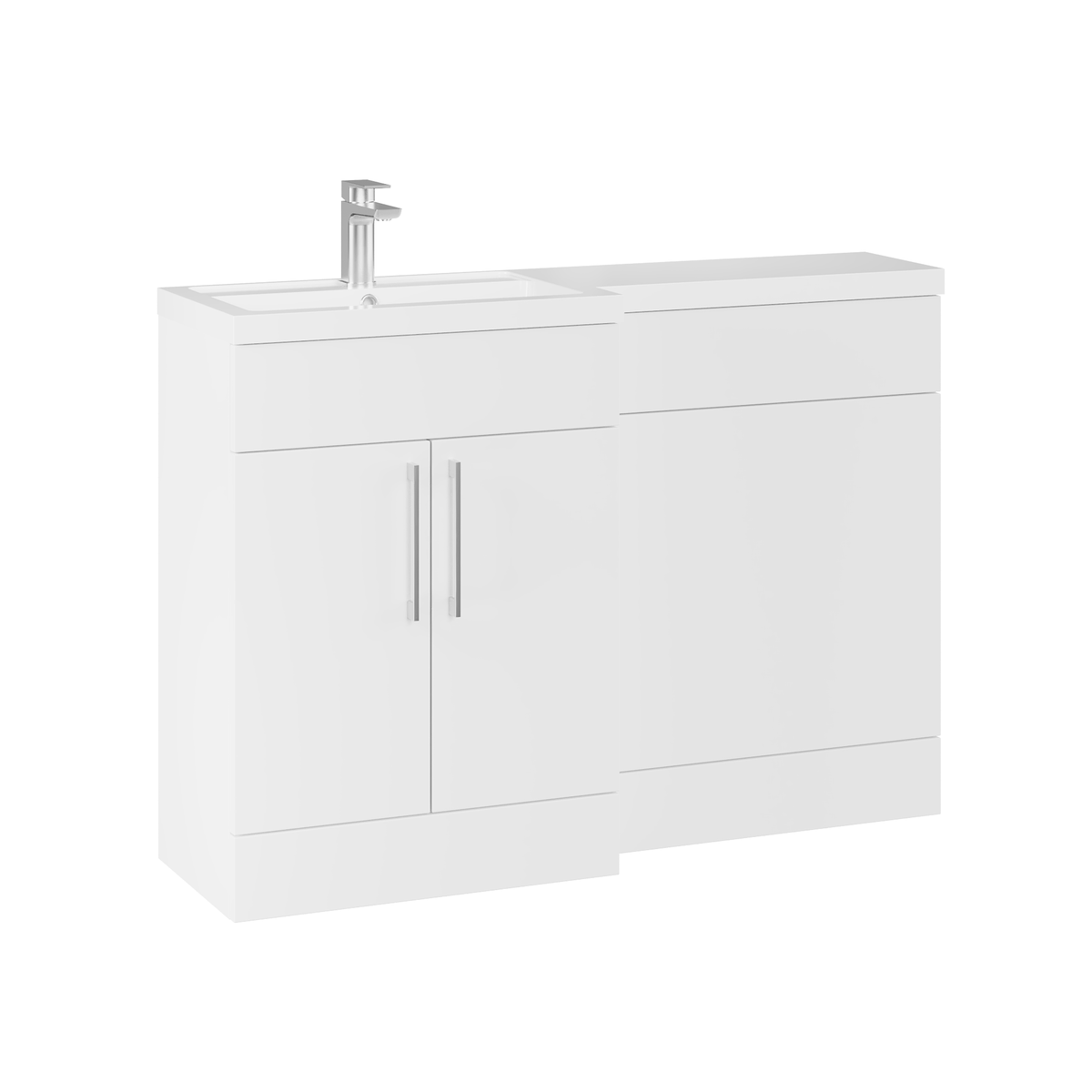 Fairford Union Style Slab Matt White 1200mm L Shape Left Hand Combination Pack