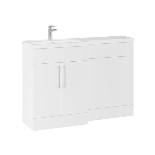 Fairford Union Style Slab Matt White 1200mm L Shape Left Hand Combination Pack
