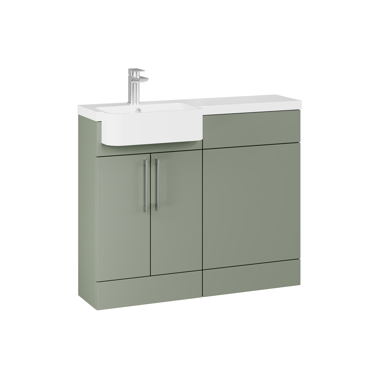 Fairford Union Style Slab Matt Lux Green 1000mm Round Semi Recessed Basin Left Hand Combination Pack
