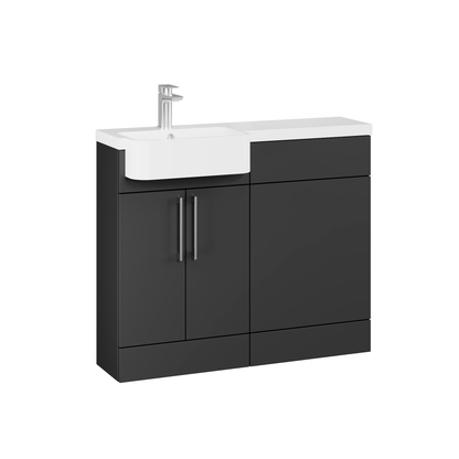 Fairford Union Style Slab Matt Soft Black 1000mm Round Semi Recessed Basin Left Hand Combination Pack