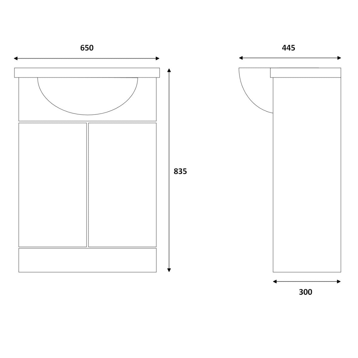 Fairford Opto 650mm Gloss White Vanity Unit