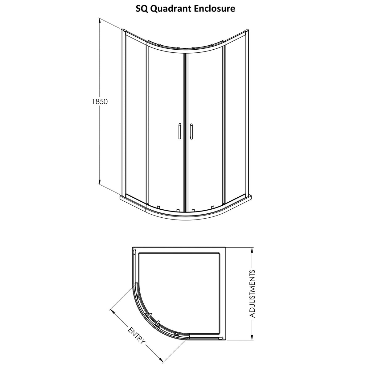 Fairford 6mm, 800mm x 800mm Matt Black Quadrant Shower Enclosure